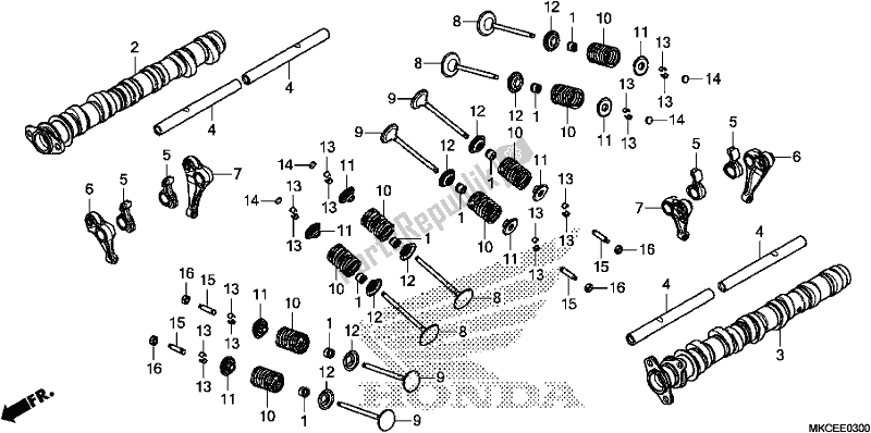 All parts for the Camshaft/valve of the Honda GL 1800 Goldwing Tour Manual 2019
