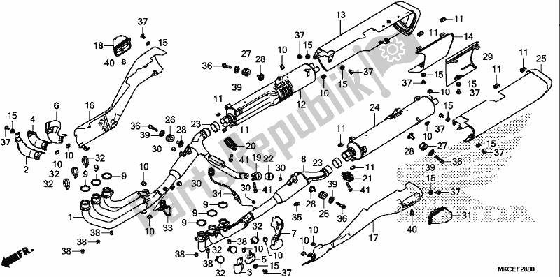 All parts for the Exhaust Muffler of the Honda GL 1800 Goldwing Tour Manual 2019