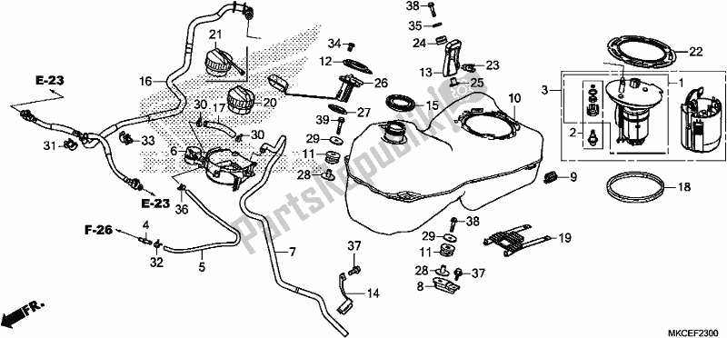 Todas las partes para Depósito De Combustible de Honda GL 1800 Goldwing Tour Manual 2019