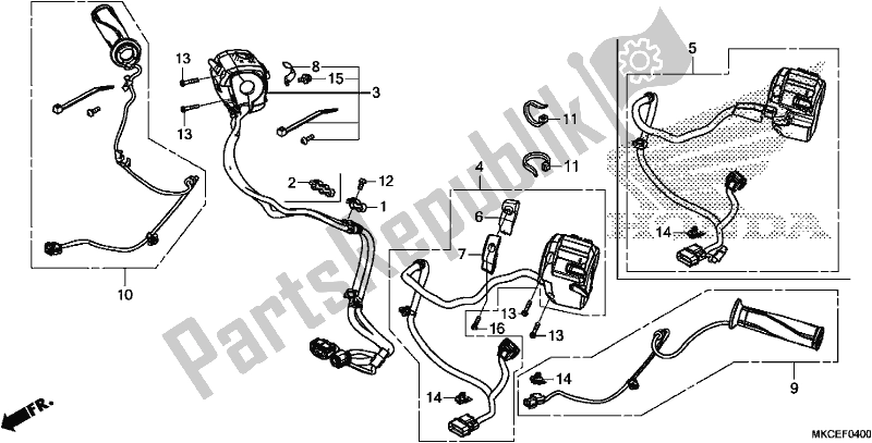 All parts for the Handle Switch of the Honda GL 1800 Goldwing Tour Manual 2019