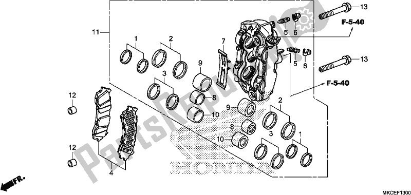 Toutes les pièces pour le étrier De Frein Avant Gauche du Honda GL 1800 Goldwing Tour Manual 2019