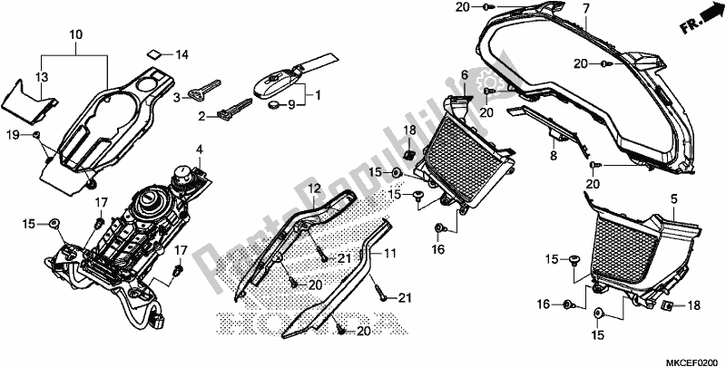 Wszystkie części do Meter Panel/switch Panel/fob Key Honda GL 1800 Goldwing Tour Manual 2019