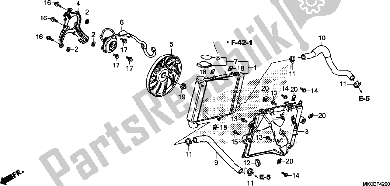 Todas las partes para Radiador (r.) de Honda GL 1800 Goldwing Tour Manual 2019