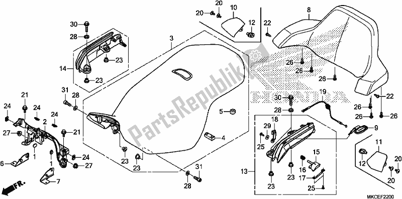 Todas las partes para Asiento de Honda GL 1800 Goldwing Tour Manual 2019