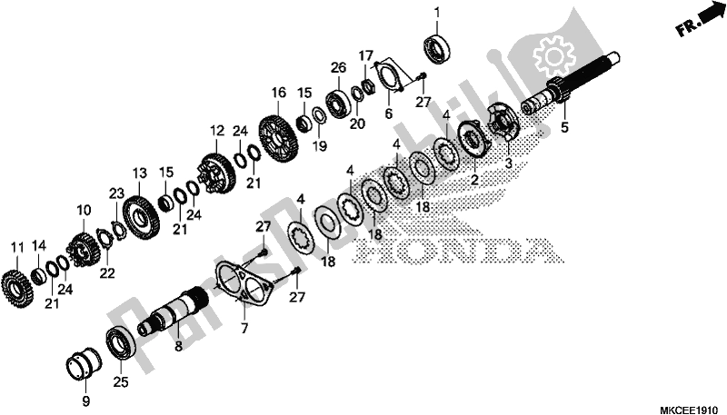 Alle onderdelen voor de Transmissie (hoofdas) van de Honda GL 1800 Goldwing Tour Manual 2019