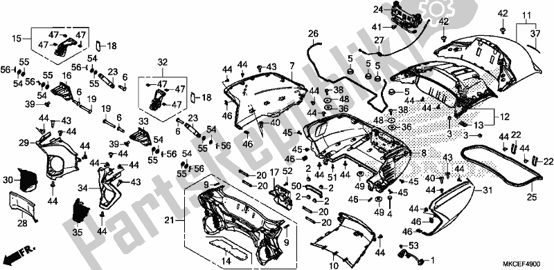 Todas las partes para Caja De Maletero de Honda GL 1800 Goldwing Tour Manual 2019