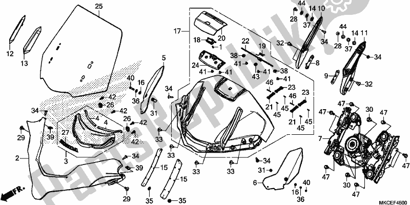 Todas las partes para Parabrisas de Honda GL 1800 Goldwing Tour Manual 2019