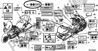 Todas las partes para Etiqueta De Precaución de Honda GL 1800 BD Goldwing DCT 2018