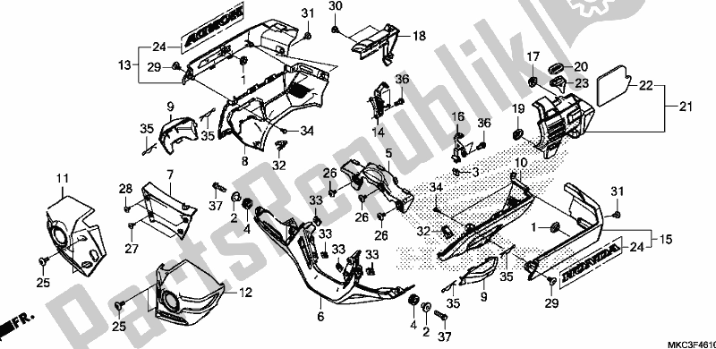 All parts for the Engine Cover of the Honda GL 1800 BD Goldwing DCT 2018