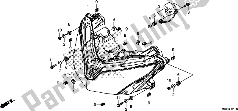 Todas las partes para Faro de Honda GL 1800 BD Goldwing DCT 2018