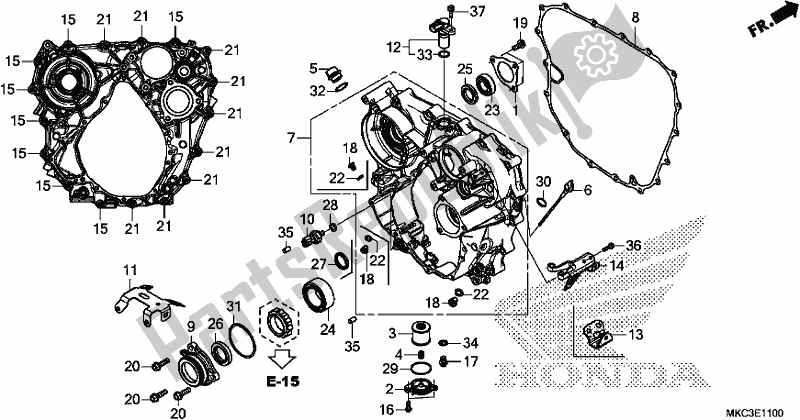 Alle onderdelen voor de Achterkant Van De Behuizing van de Honda GL 1800 BD Goldwing DCT 2018