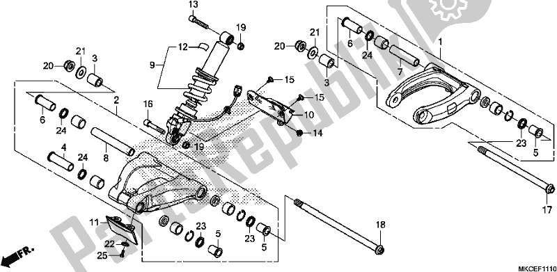 Todas as partes de Cushion Arm do Honda GL 1800 BD Goldwing DCT 2019