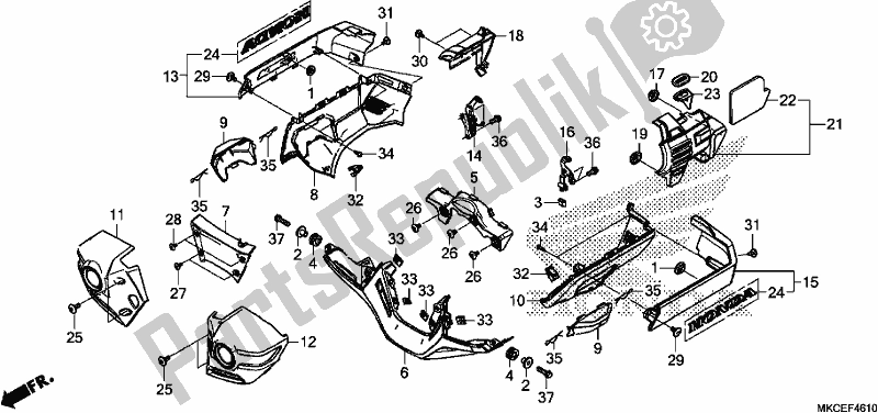 Toutes les pièces pour le Couvert De Moteur du Honda GL 1800 BD Goldwing DCT 2019