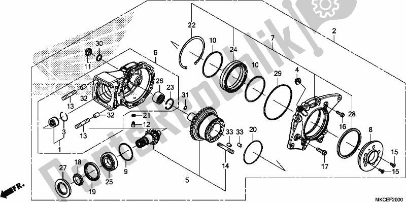 Alle onderdelen voor de Uiteindelijk Aangedreven Versnelling van de Honda GL 1800 BD Goldwing DCT 2019