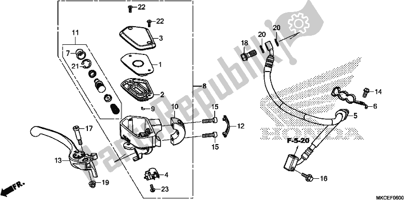 All parts for the Front Brake Master Cylinder of the Honda GL 1800 BD Goldwing DCT 2019