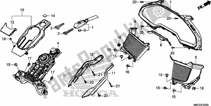 Todas as partes de Meter Panel/switch Panel/fob Key do Honda GL 1800 BD Goldwing DCT 2019