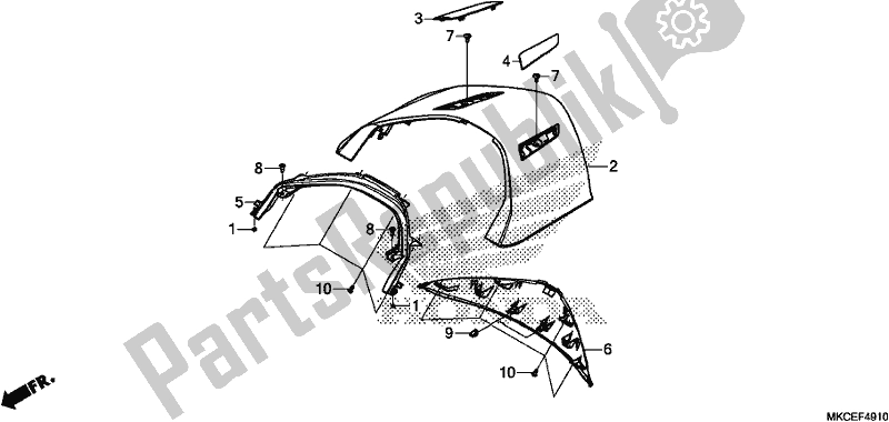 Todas las partes para Cubierta Superior Central Trasera de Honda GL 1800 BD Goldwing DCT 2019