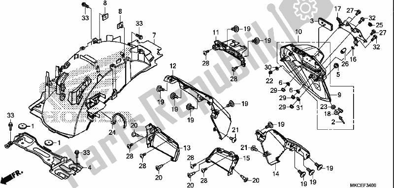 Todas las partes para Guardabarros Trasero de Honda GL 1800 BD Goldwing DCT 2019