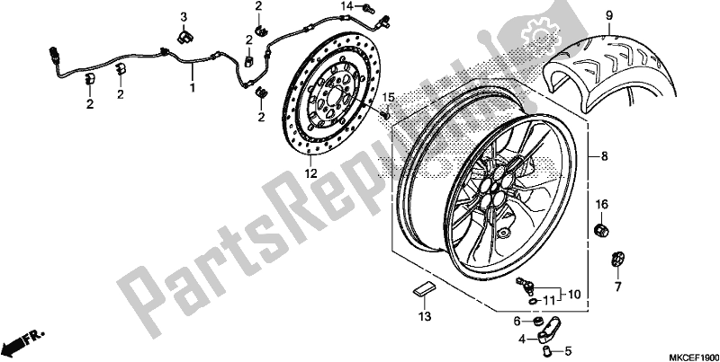 All parts for the Rear Wheel of the Honda GL 1800 BD Goldwing DCT 2019