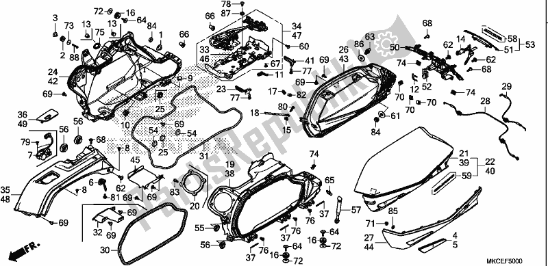 Tutte le parti per il Bisaccia del Honda GL 1800 BD Goldwing DCT 2019