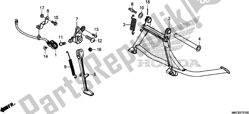 All parts for the Stand of the Honda GL 1800 BD Goldwing DCT 2019