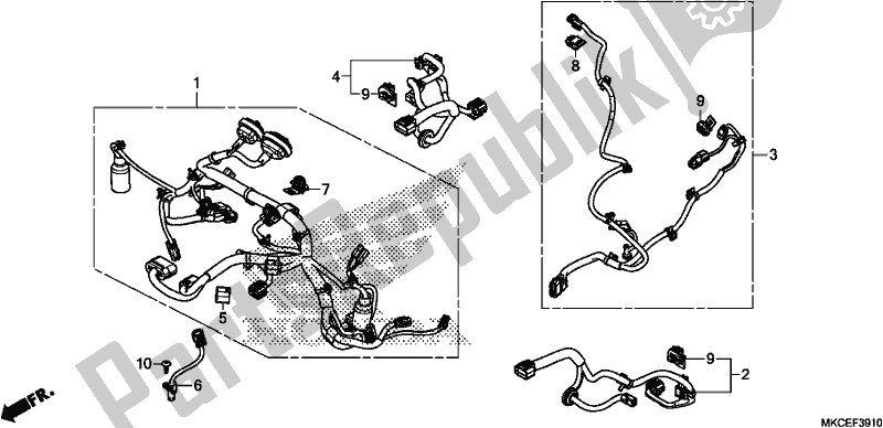 Todas as partes de Sub Arnês do Honda GL 1800 BD Goldwing DCT 2019