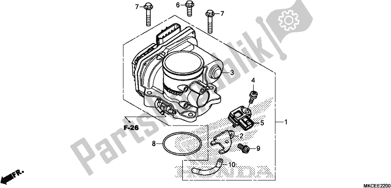 Alle onderdelen voor de Gasklephuis van de Honda GL 1800 BD Goldwing DCT 2019