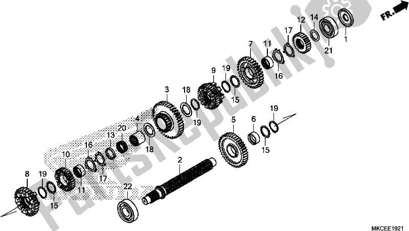 Todas las partes para Transmission (countershaft) (dct) de Honda GL 1800 BD Goldwing DCT 2019