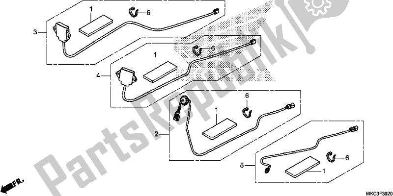 Todas as partes de Antenna Set/cord Set do Honda GL 1800 DA Goldwing Tour DCT 2018