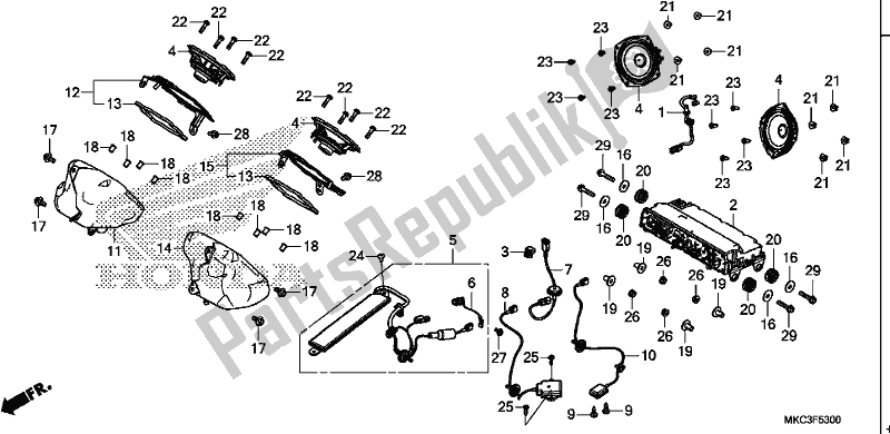 All parts for the Audio Unit of the Honda GL 1800 DA Goldwing Tour DCT 2018