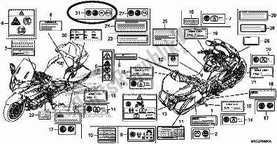 Todas las partes para Etiqueta De Precaución de Honda GL 1800 DA Goldwing Tour DCT 2018
