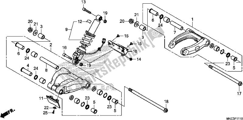 Todas las partes para Cushion Arm de Honda GL 1800 DA Goldwing Tour DCT 2018