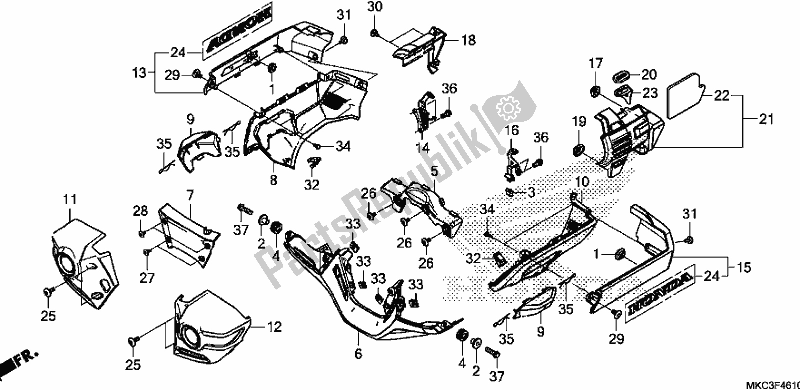 Toutes les pièces pour le Couvert De Moteur du Honda GL 1800 DA Goldwing Tour DCT 2018