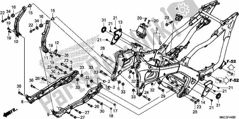 Toutes les pièces pour le Corps De Châssis du Honda GL 1800 DA Goldwing Tour DCT 2018