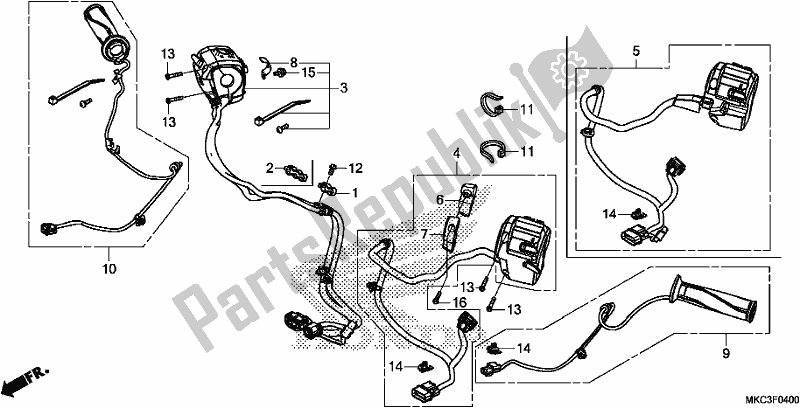 All parts for the Handle Switch of the Honda GL 1800 DA Goldwing Tour DCT 2018