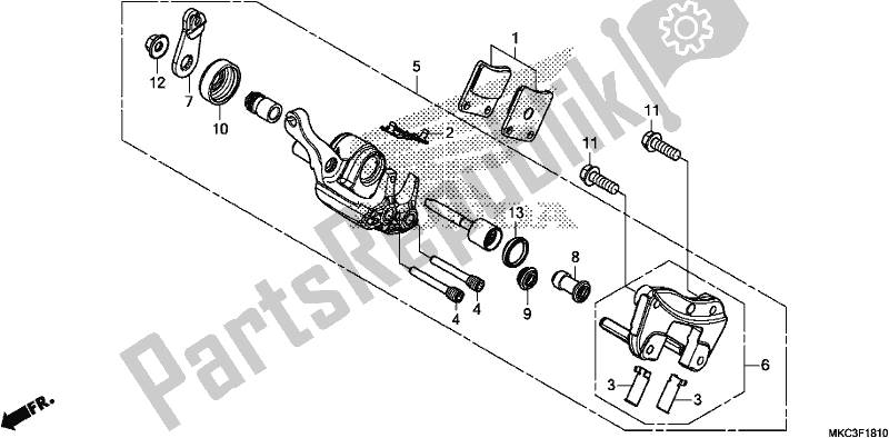 Todas as partes de Pinça De Freio De Estacionamento do Honda GL 1800 DA Goldwing Tour DCT 2018