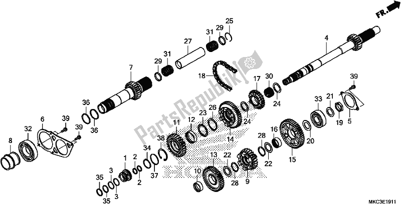 All parts for the Transmission (mainshaft) (dct) of the Honda GL 1800 DA Goldwing Tour DCT 2018