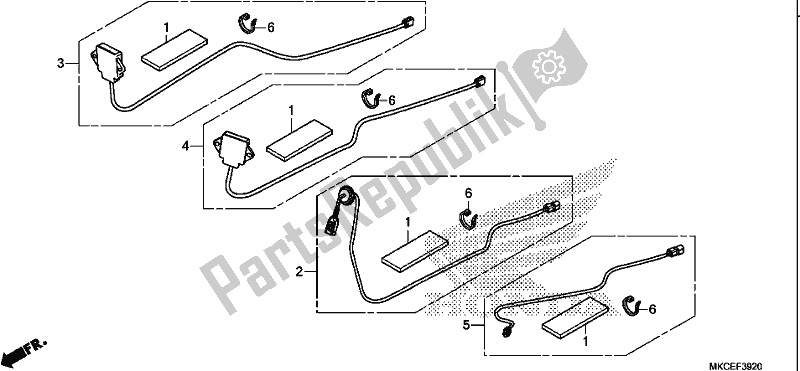 Alle onderdelen voor de Antenna Set/cord Set van de Honda GL 1800 DA Goldwing Tour DCT 2019