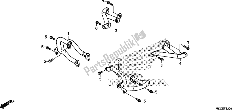 Todas as partes de Guarda Do Motor do Honda GL 1800 DA Goldwing Tour DCT 2019