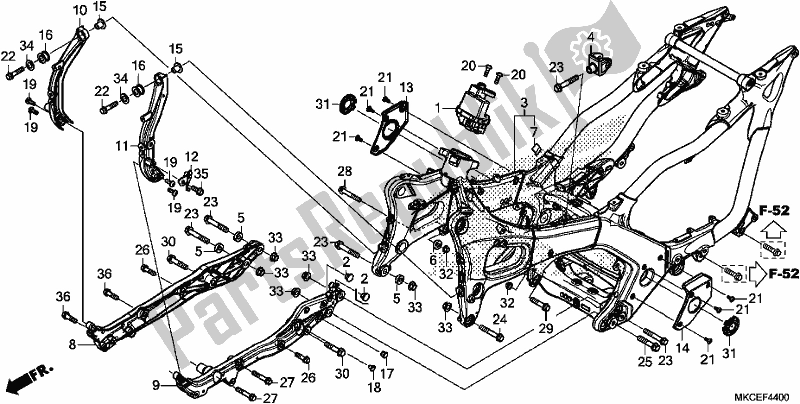 Tutte le parti per il Corpo Del Telaio del Honda GL 1800 DA Goldwing Tour DCT 2019