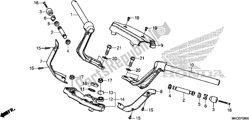 Tutte le parti per il Handle Pipe/top Bridge del Honda GL 1800 DA Goldwing Tour DCT 2019