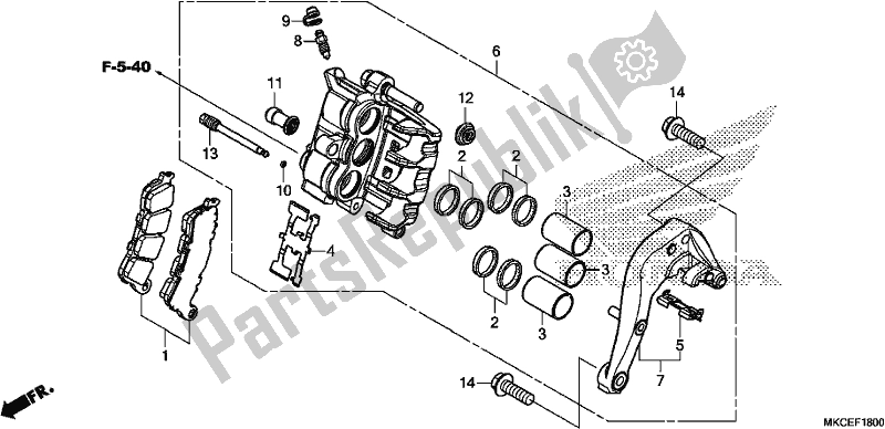 Tutte le parti per il Pinza Freno Posteriore del Honda GL 1800 DA Goldwing Tour DCT 2019