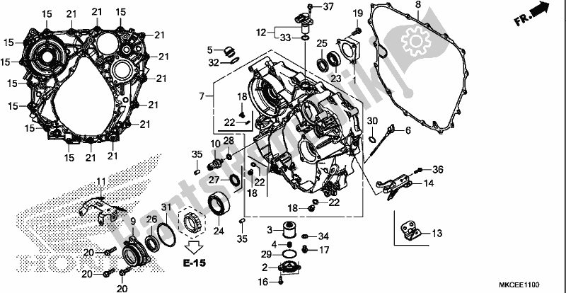 All parts for the Rear Case of the Honda GL 1800 DA Goldwing Tour DCT 2019