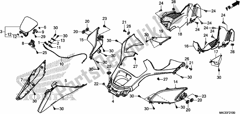 Toutes les pièces pour le Abri du Honda GL 1800 DA Goldwing Tour DCT 2019