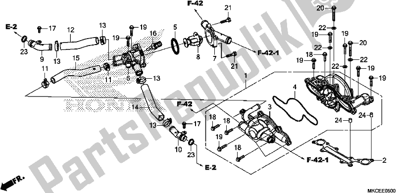 Toutes les pièces pour le Pompe à Eau du Honda GL 1800 DA Goldwing Tour DCT 2019