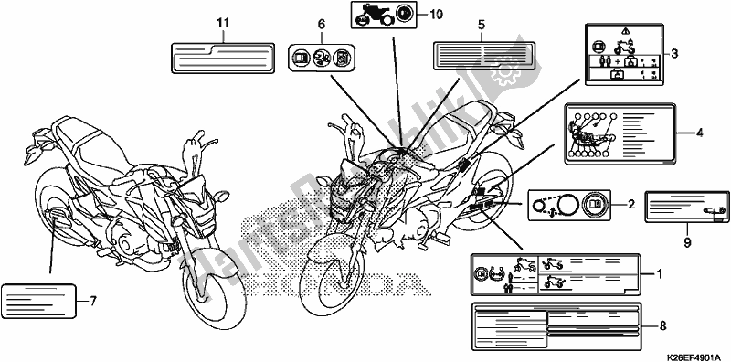 Tutte le parti per il Etichetta Di Avvertenza del Honda MSX 125 2017