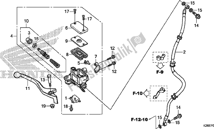 Tutte le parti per il Pompa Freno Anteriore del Honda MSX 125 2017