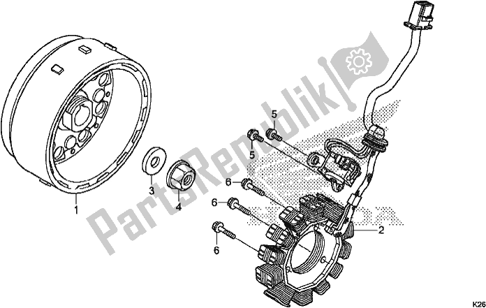 All parts for the Generator/flywheel of the Honda MSX 125 2017