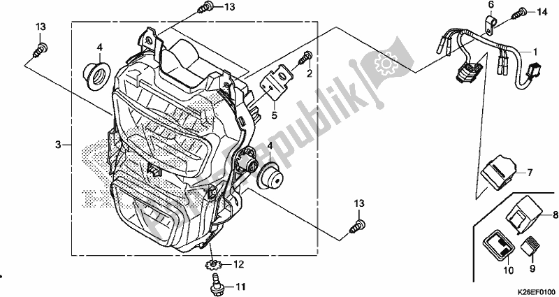 Tutte le parti per il Faro del Honda MSX 125 2017