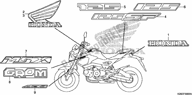 Tutte le parti per il Marchio del Honda MSX 125 2017